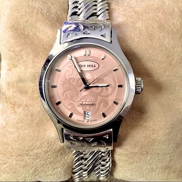 LOIS HILL Watch Pink Face Automatic Sterling Band - Picture 9 of 16